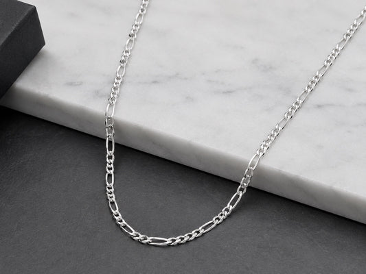 "Figaro Link" Chain Necklace - 925 Sterling Silver