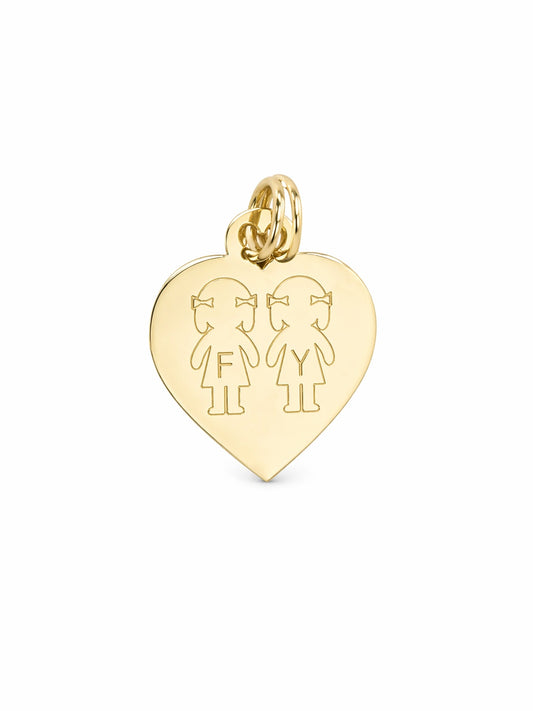 "Engravable Heart" Pendant Necklace - 14k Solid Yellow Gold