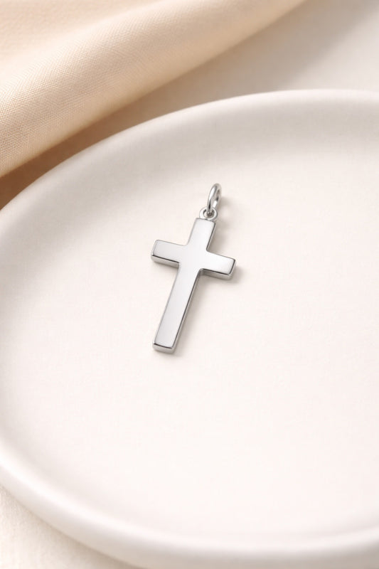 "Minimalist Cross" Pendant Necklace - 925 Sterling Silver, Available in 2 Sizes