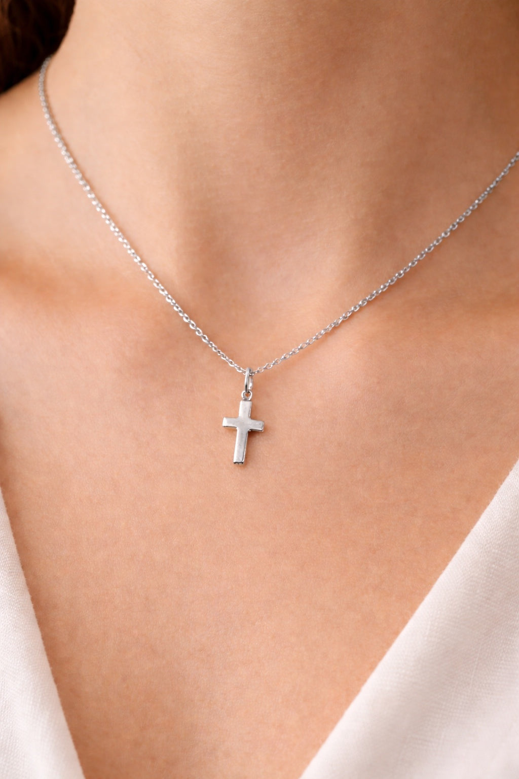 "Minimalist Cross" Pendant Necklace - 925 Sterling Silver, Available in 2 Sizes