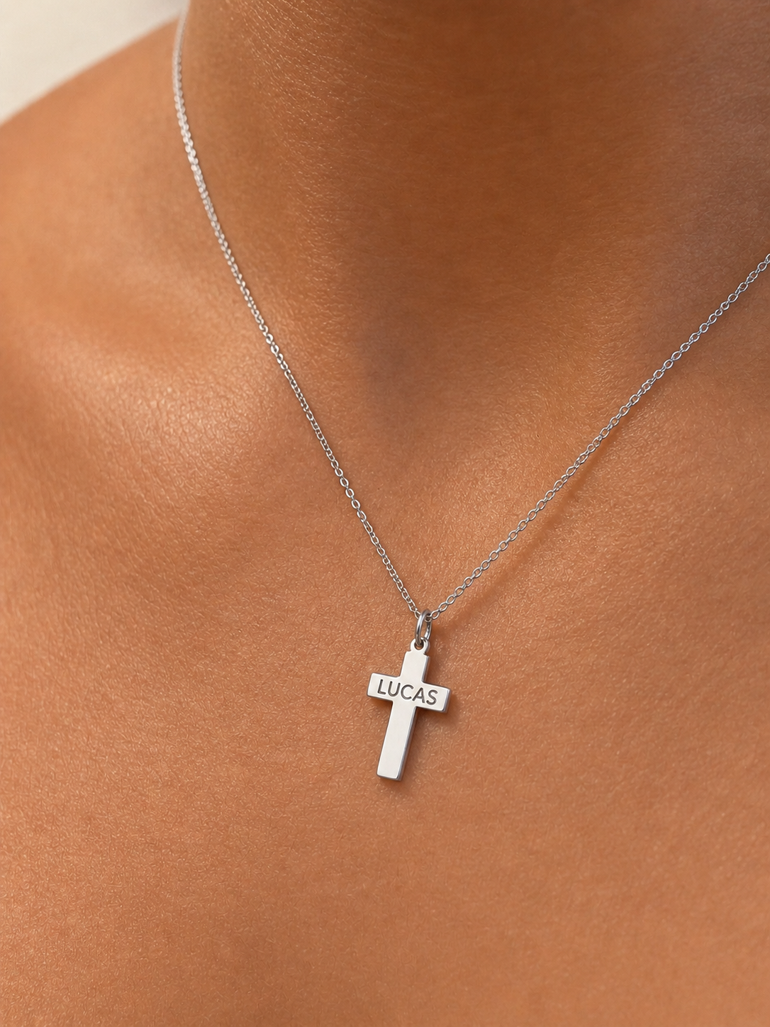 "Minimalist Cross" Pendant Necklace - 925 Sterling Silver, Available in 2 Sizes