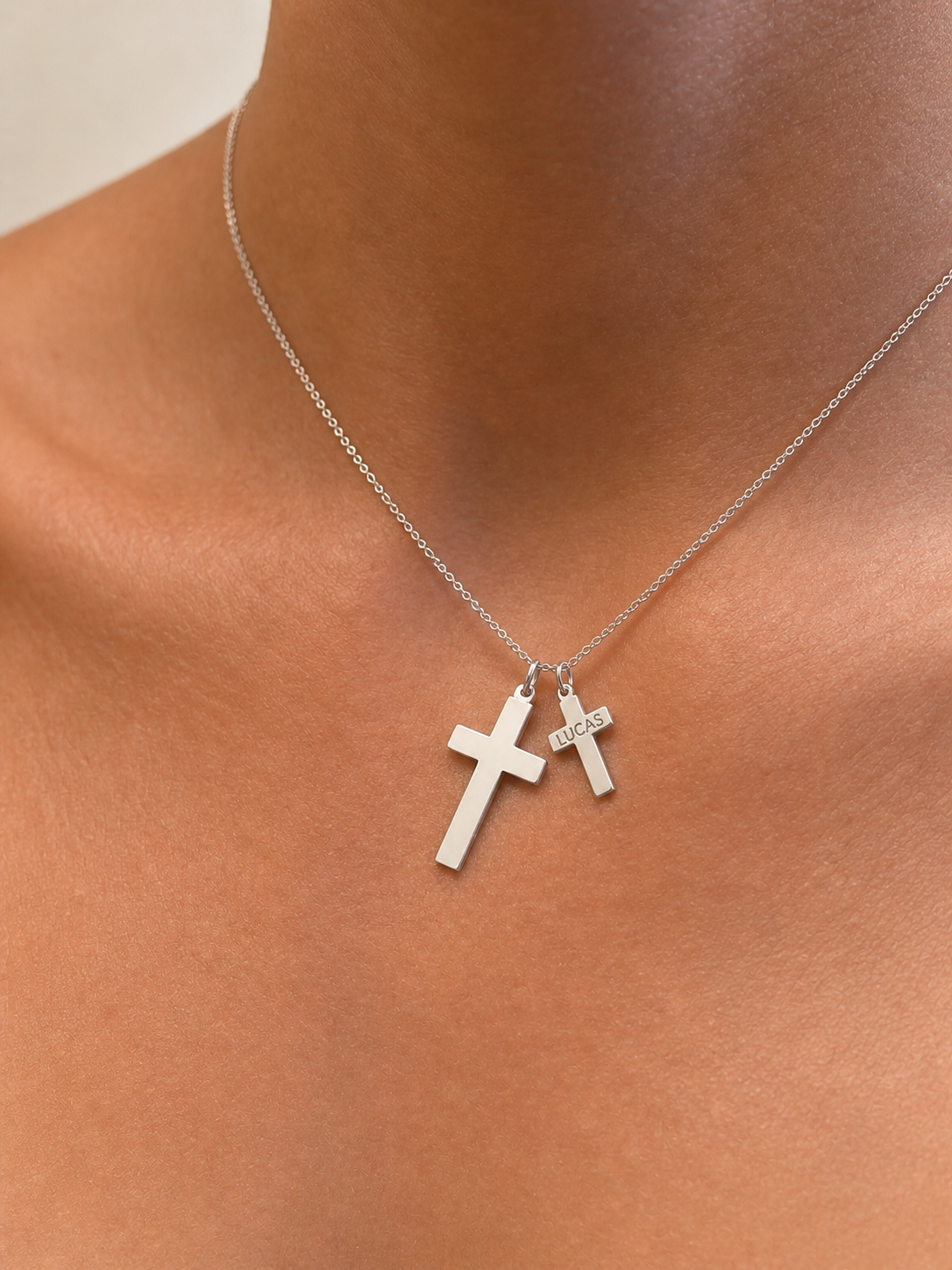 "Minimalist Cross" Pendant Necklace - 925 Sterling Silver, Available in 2 Sizes