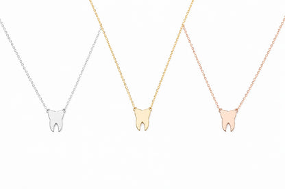 "Tooth" Pendant Necklace - 14k Solid Gold