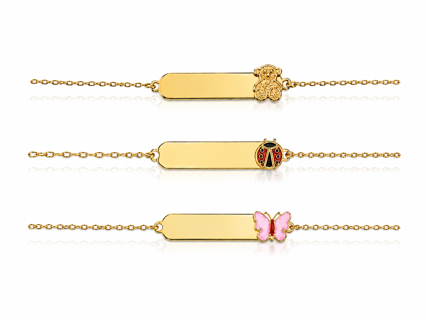 "Enamel ID Plate" Bracelet - 14k Solid Yellow Gold