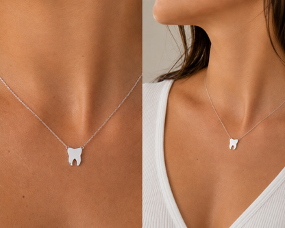"Tooth" Pendant Necklace - 925 Sterling Silver