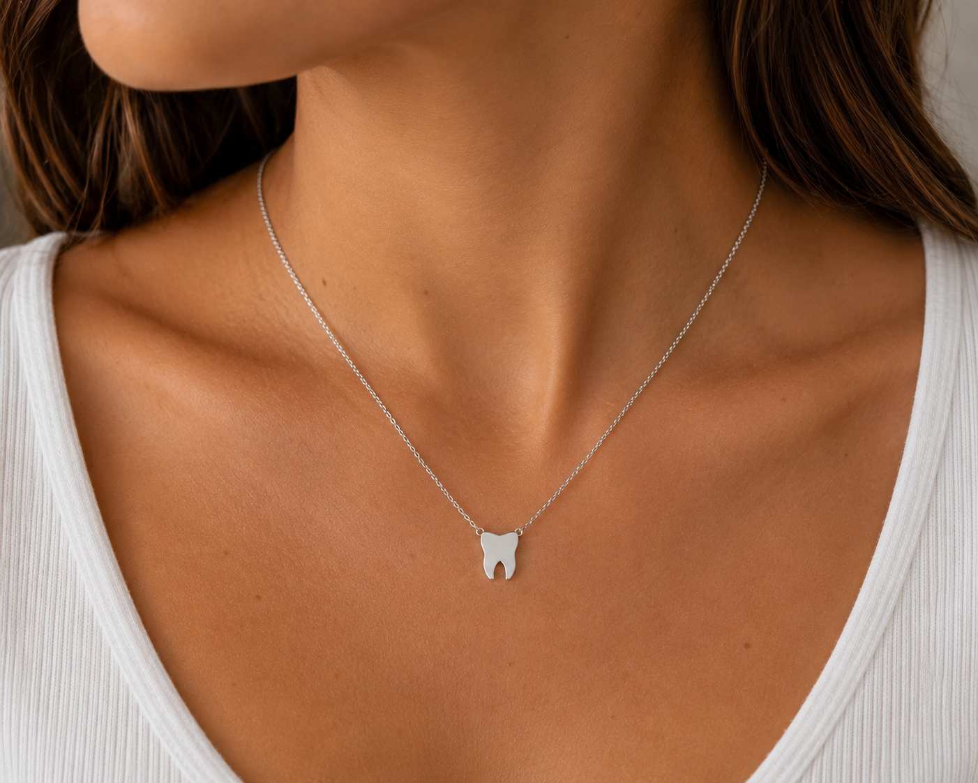"Tooth" Pendant Necklace - 925 Sterling Silver