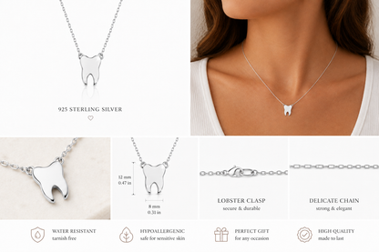 "Tooth" Pendant Necklace - 925 Sterling Silver