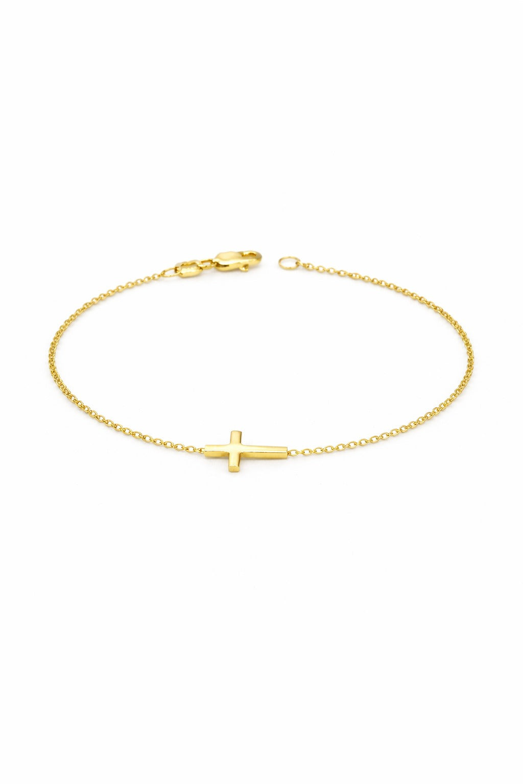 "Pavé Cross" Bracelet - 14k Solid Yellow Gold