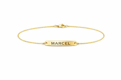 "Nameplate" ID Bracelet - 14k Solid Yellow Gold