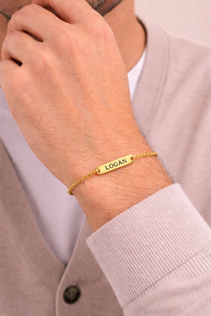 "Nameplate" ID Bracelet - 14k Solid Yellow Gold