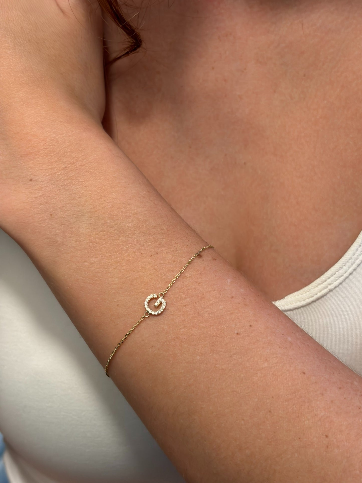 "Monogram Script" Initial Bracelet - 14k Solid Yellow Gold