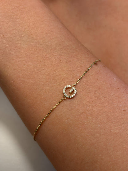 "Monogram Script" Initial Bracelet - 14k Solid Yellow Gold