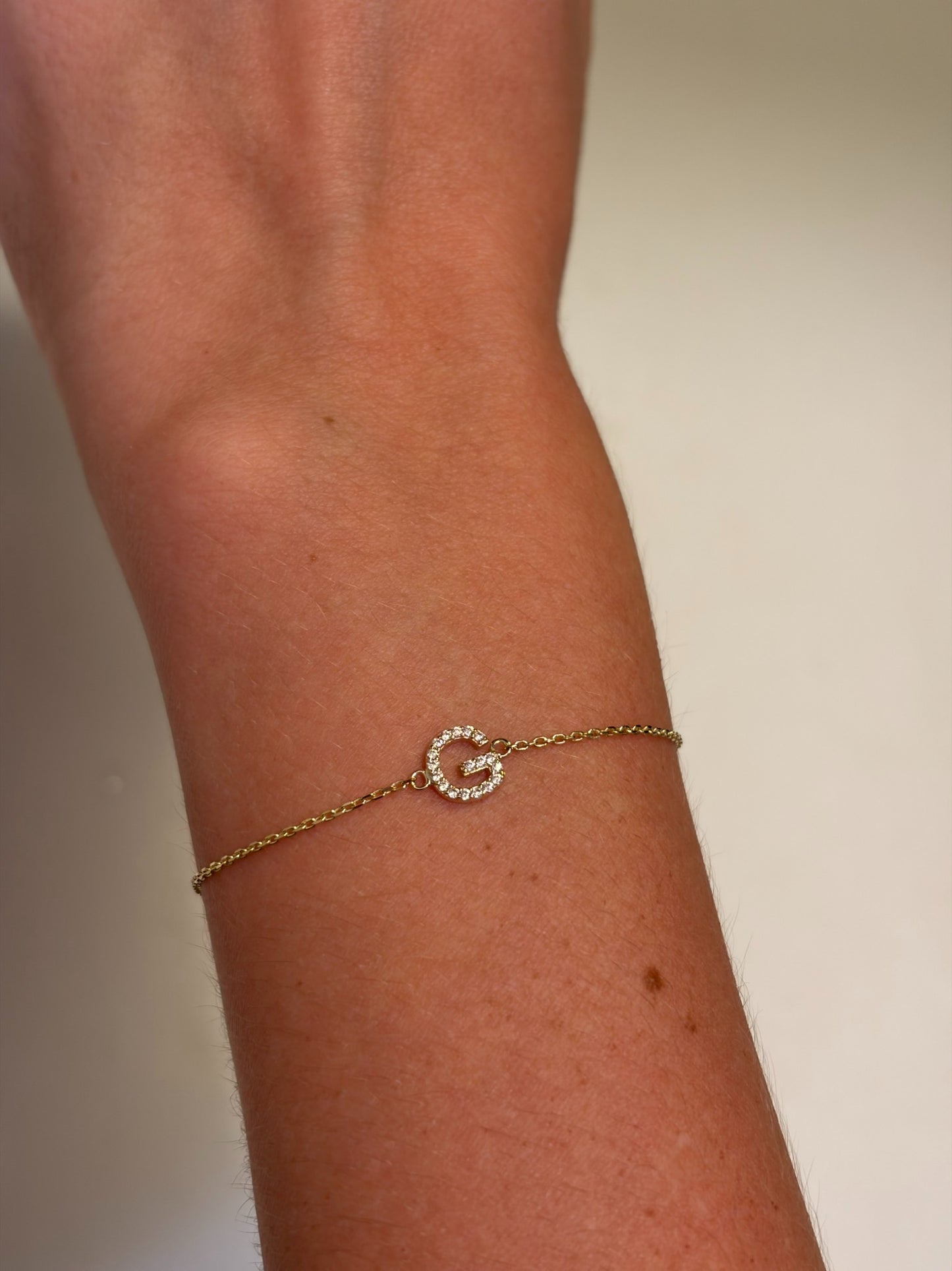 "Monogram Script" Initial Bracelet - 14k Solid Yellow Gold