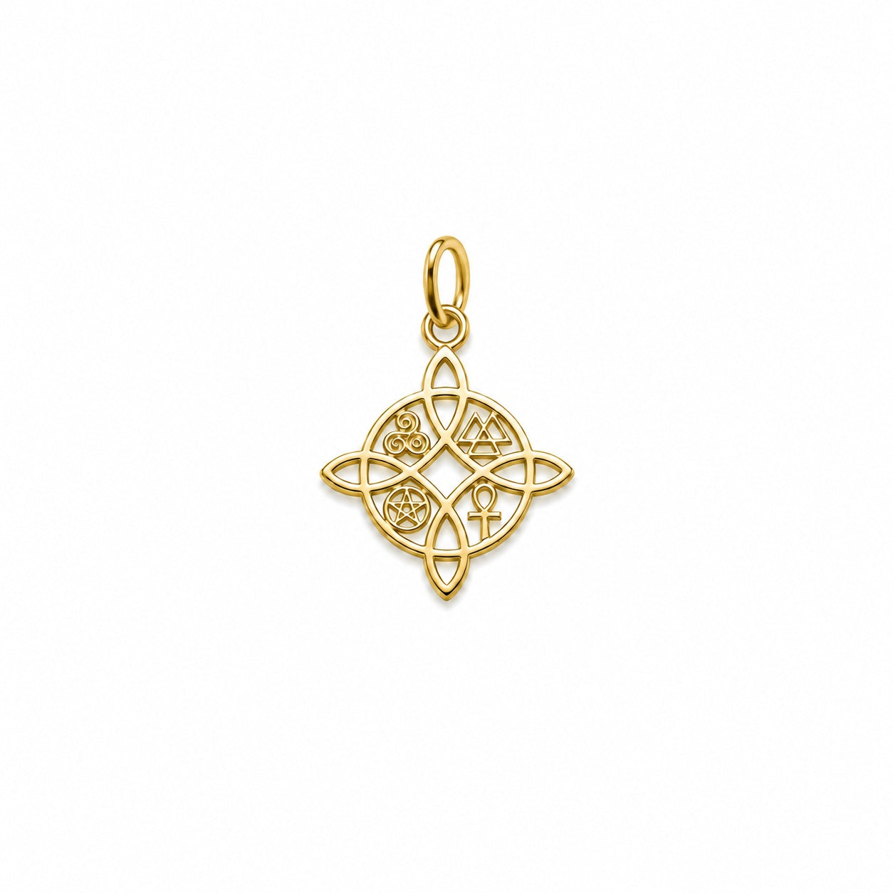 "Witches Knot" Pendant Necklace - 14K Solid Gold with Optional Cable Chain, Esoteric Amulet, Mystical Charm, Gift for Her, Occult Jewelry