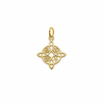 "Witches Knot" Pendant Necklace - 14K Solid Gold with Optional Cable Chain, Esoteric Amulet, Mystical Charm, Gift for Her, Occult Jewelry