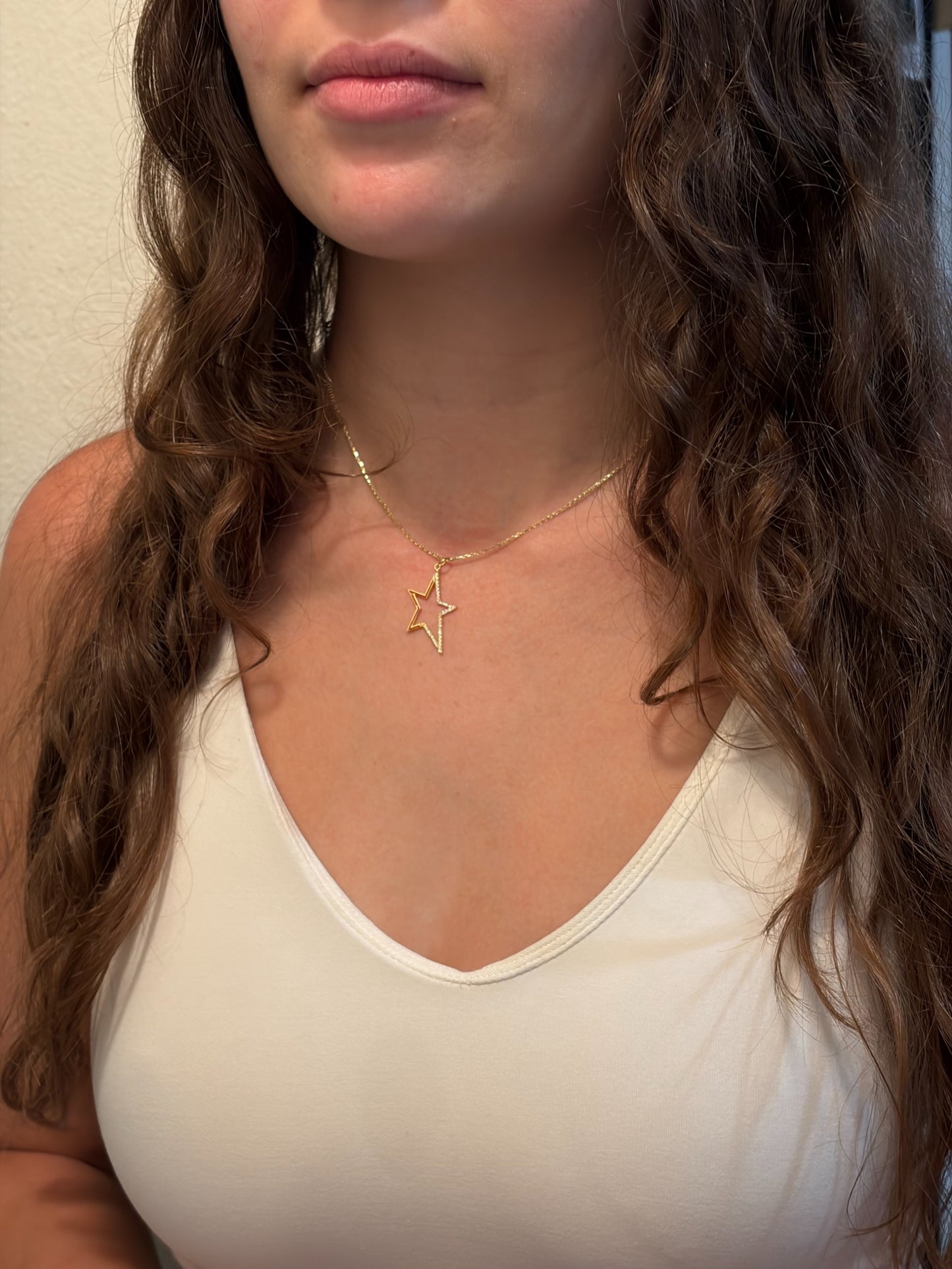 "Oval Star with Enamel" Pendant Necklace - 14K Solid Gold, Optional Cable Chain, Dainty Charm, Gift for Her, Anniversary, Celestial Jewelry