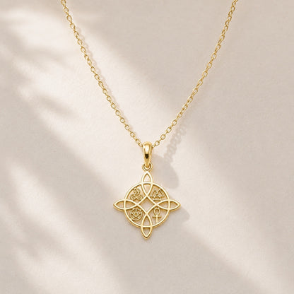 "Witches Knot" Pendant Necklace - 14K Solid Gold with Optional Cable Chain, Esoteric Amulet, Mystical Charm, Gift for Her, Occult Jewelry