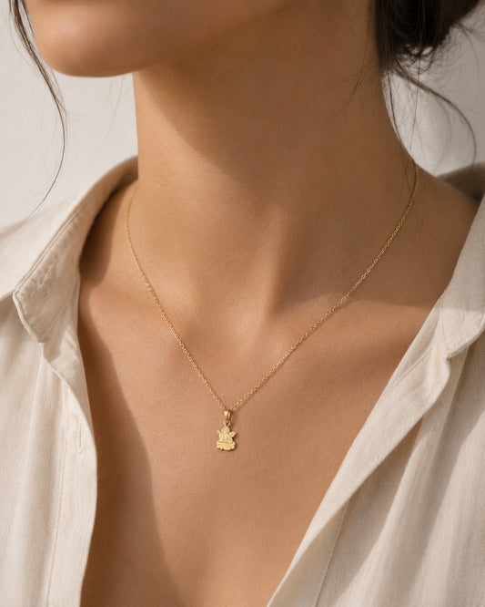 "Matte Angel" Pendant Necklace - 14k Solid Gold