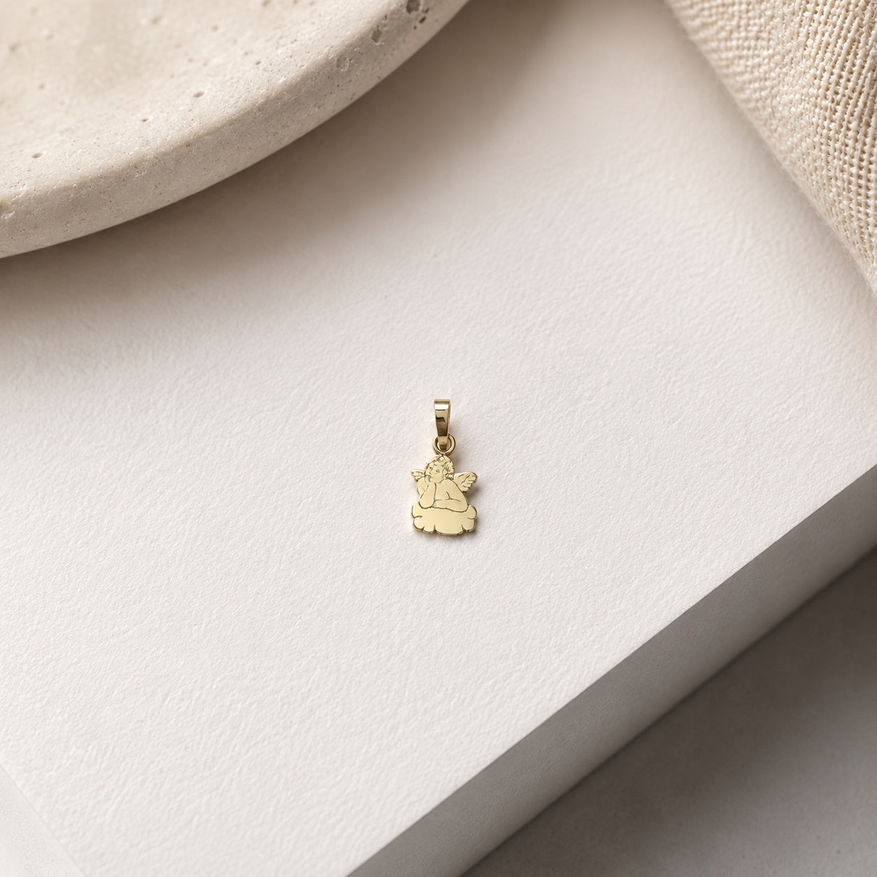 "Matte Angel" Pendant Necklace - 14k Solid Gold