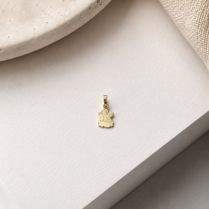 "Matte Angel" Pendant Necklace - 14k Solid Gold