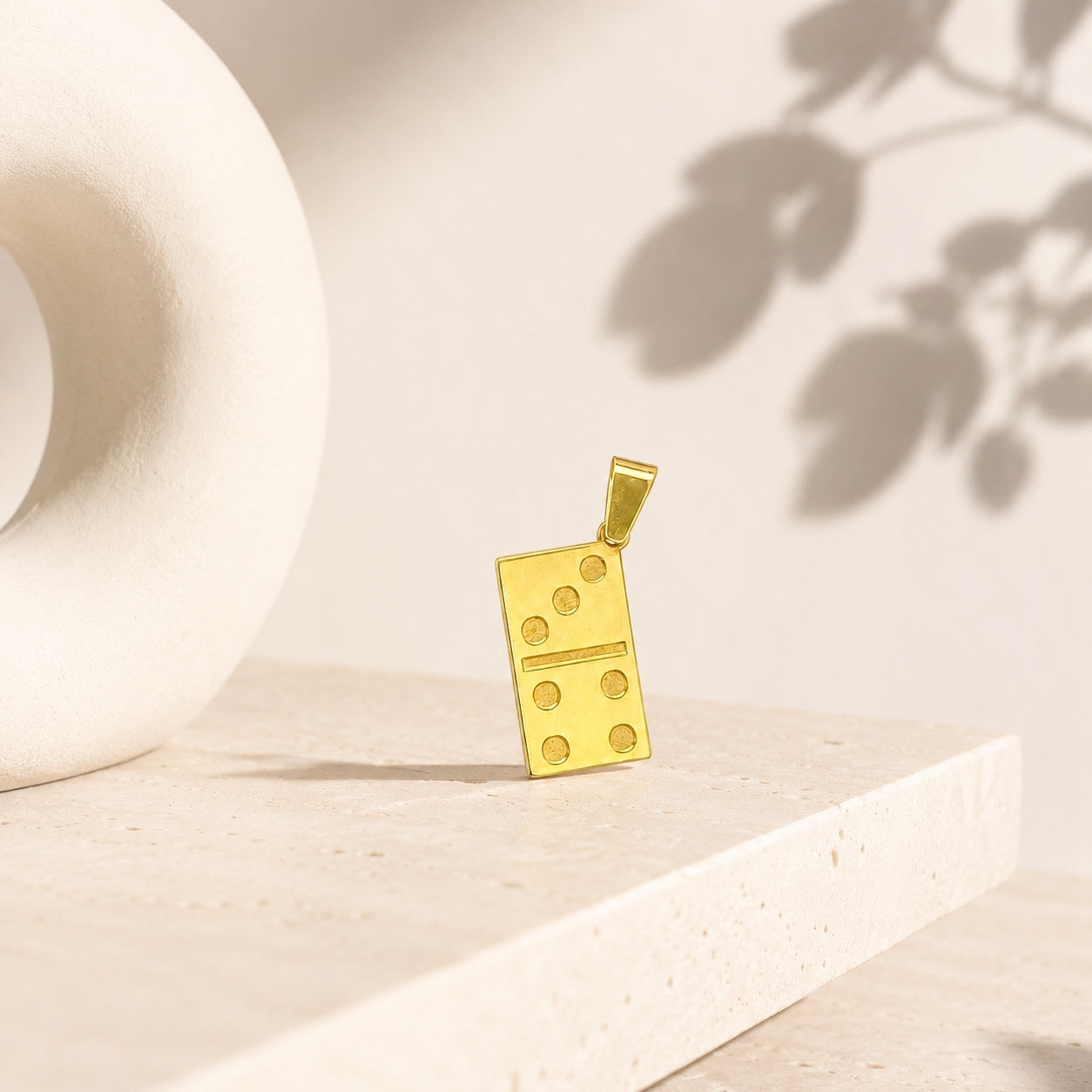"Domino Tile" Pendant - 14k Solid Gold, Customizable