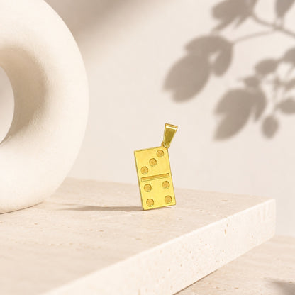 "Domino Tile" Pendant - 14k Solid Gold, Customizable