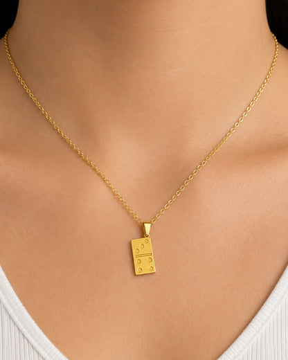 "Domino Tile" Pendant - 14k Solid Gold, Customizable