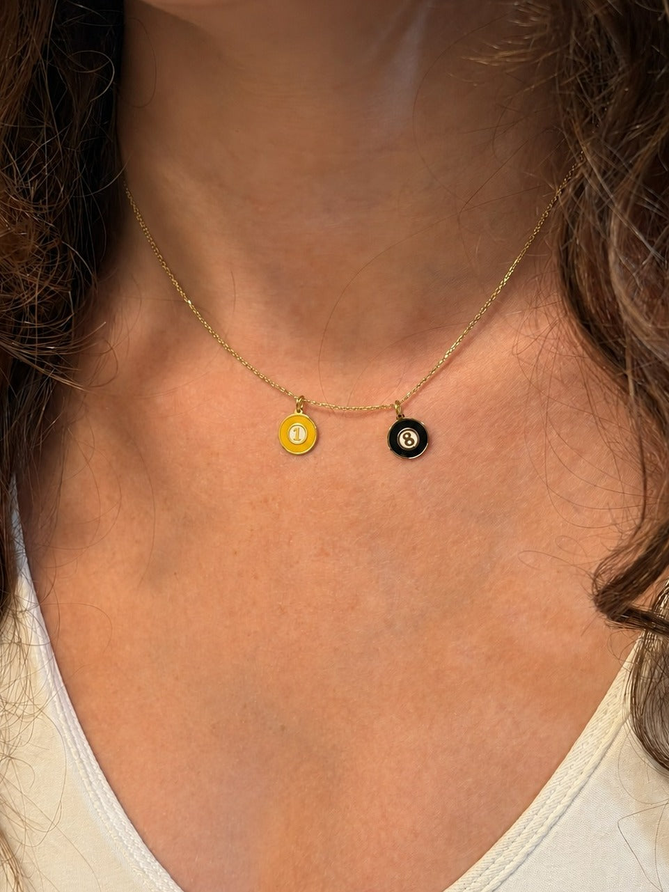 "Billiard Ball" Pendant Necklace - 14k Solid Gold