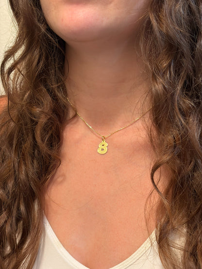 "Stippled Initial" Pendant Necklace - 14k Solid Gold