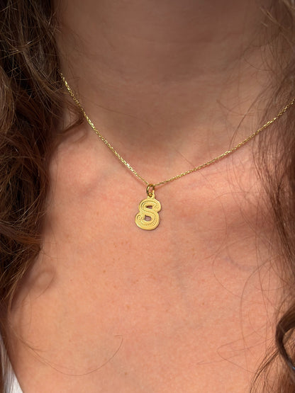"Stippled Initial" Pendant Necklace - 14k Solid Gold