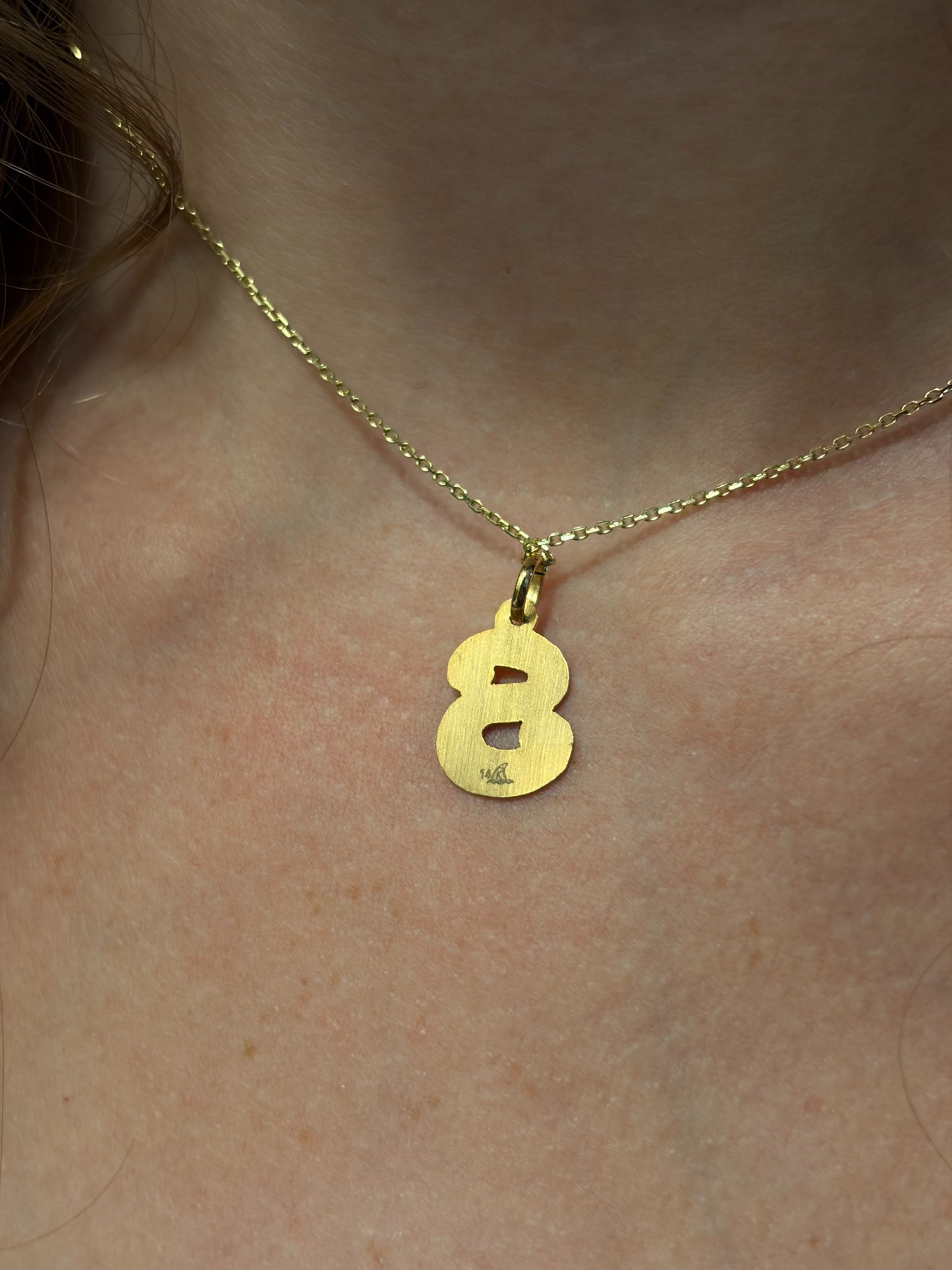"Stippled Initial" Pendant Necklace - 14k Solid Gold