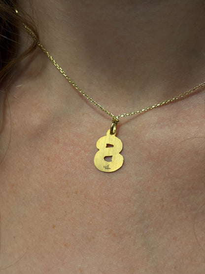 "Stippled Initial" Pendant Necklace - 14k Solid Gold