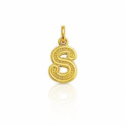 "Stippled Initial" Pendant Necklace - 14k Solid Gold