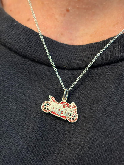 "Moto Enamel" Pendant Necklace – 925 Solid Silver, 92k Solid Gold