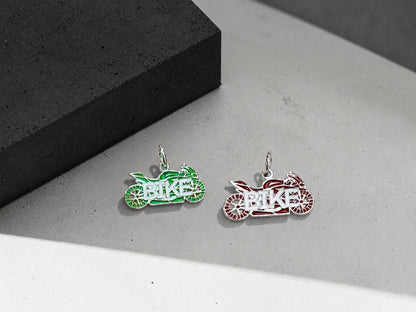 "Moto Enamel" Pendant Necklace – 925 Solid Silver, 92k Solid Gold