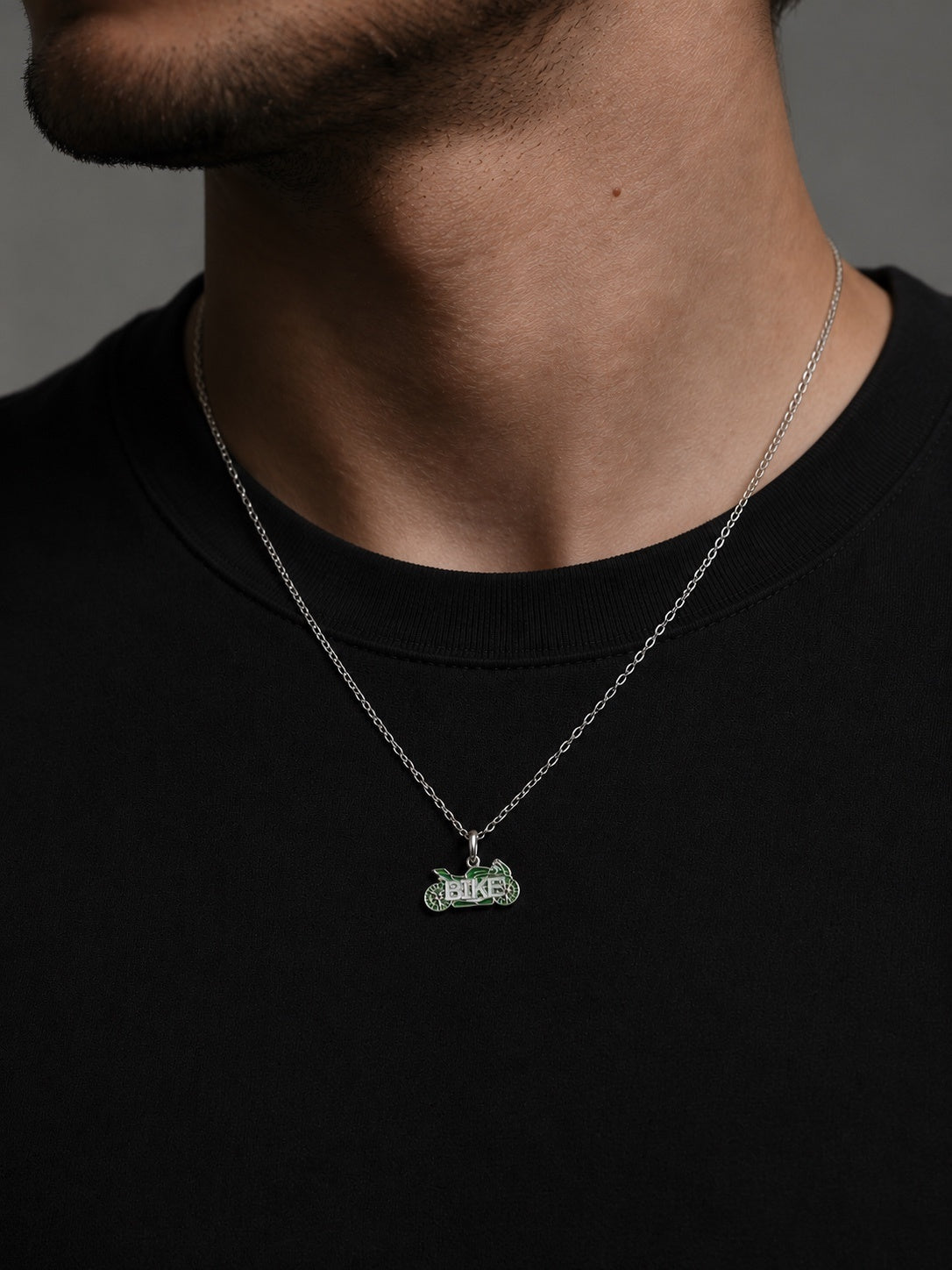 "Moto Enamel" Pendant Necklace – 925 Solid Silver, 92k Solid Gold
