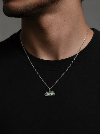 "Moto Enamel" Pendant Necklace – 925 Solid Silver, 92k Solid Gold