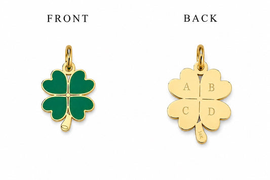 "Enamel Clover" Pendant Necklace - 14k Solid Gold