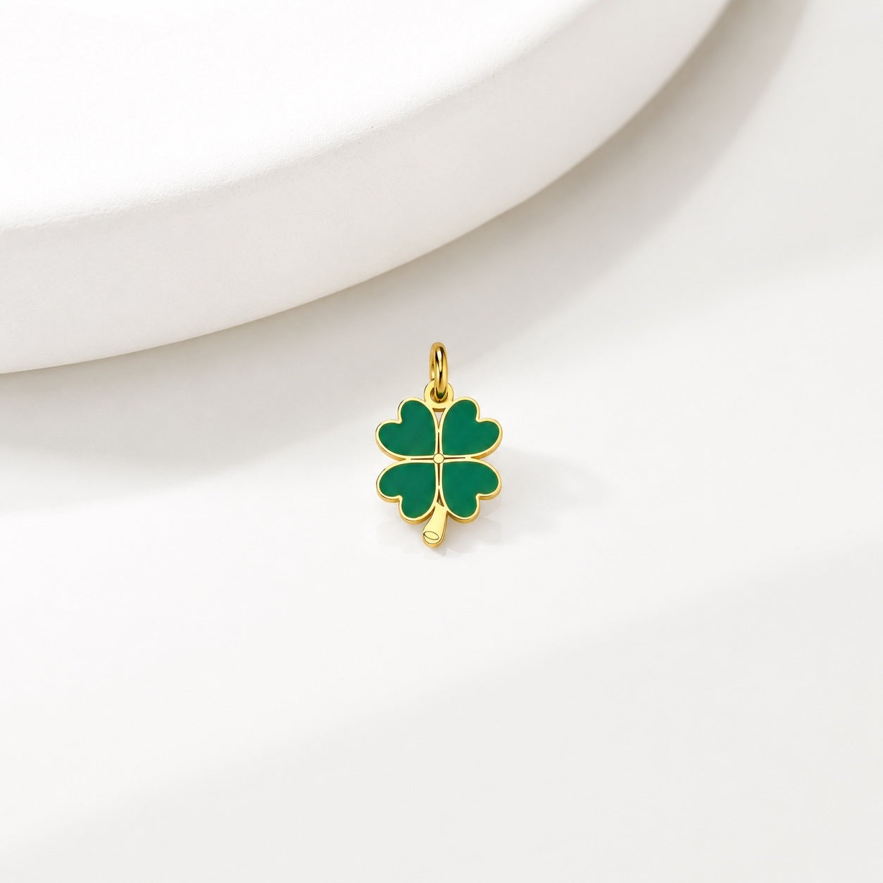 "Enamel Clover" Pendant Necklace - 14k Solid Gold