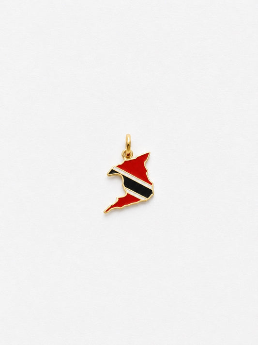 "Trinidad & Tobago Map" Pendant - 14k Solid Gold