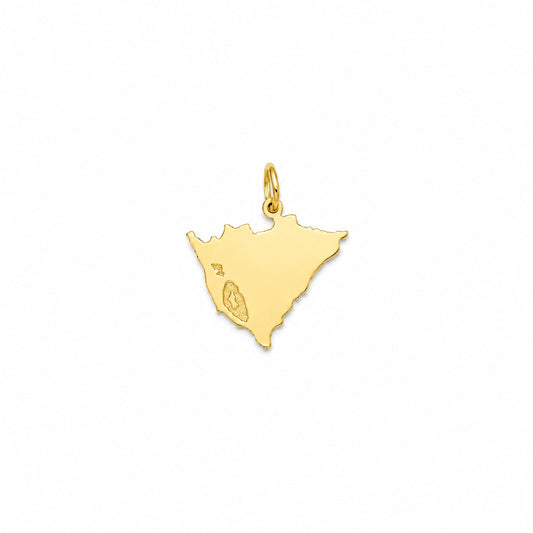 "Nicaragua Map" Pendant Necklace - 14k Solid Yellow Gold
