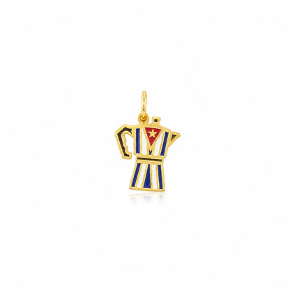 "Cuba Map Coffee Maker" Pendant - 14k Solid Yellow Gold
