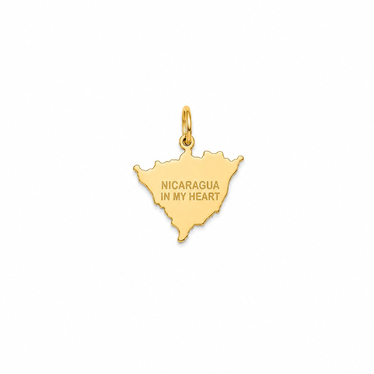 "Nicaragua Map" Pendant Necklace - 14k Solid Yellow Gold