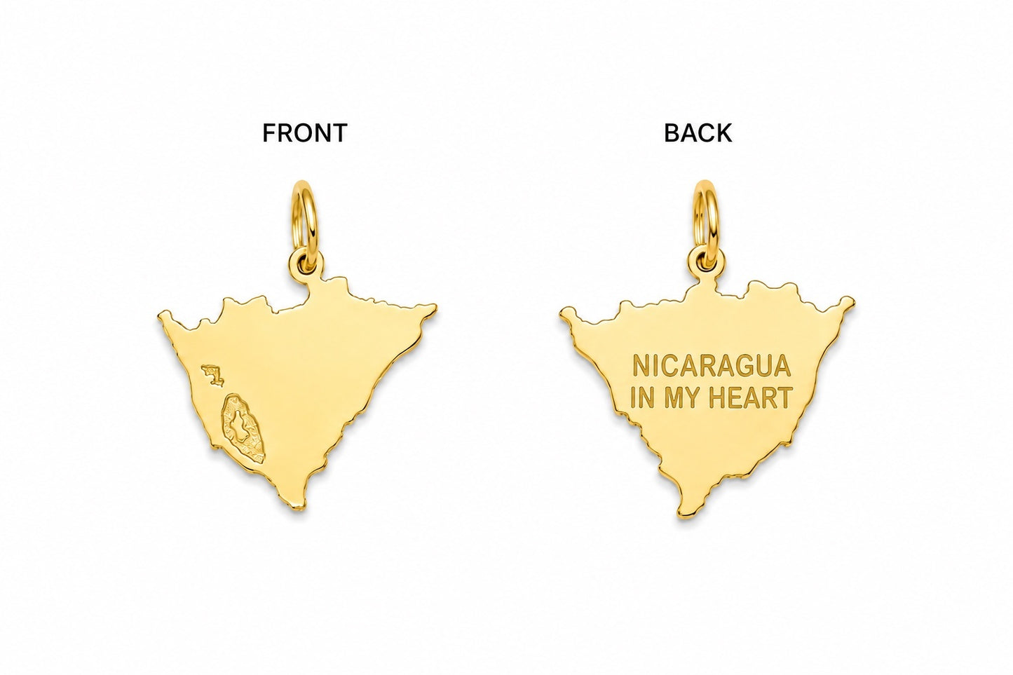 "Nicaragua Map" Pendant Necklace - 14k Solid Yellow Gold
