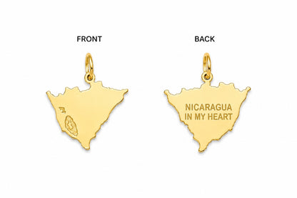 "Nicaragua Map" Pendant Necklace - 14k Solid Yellow Gold