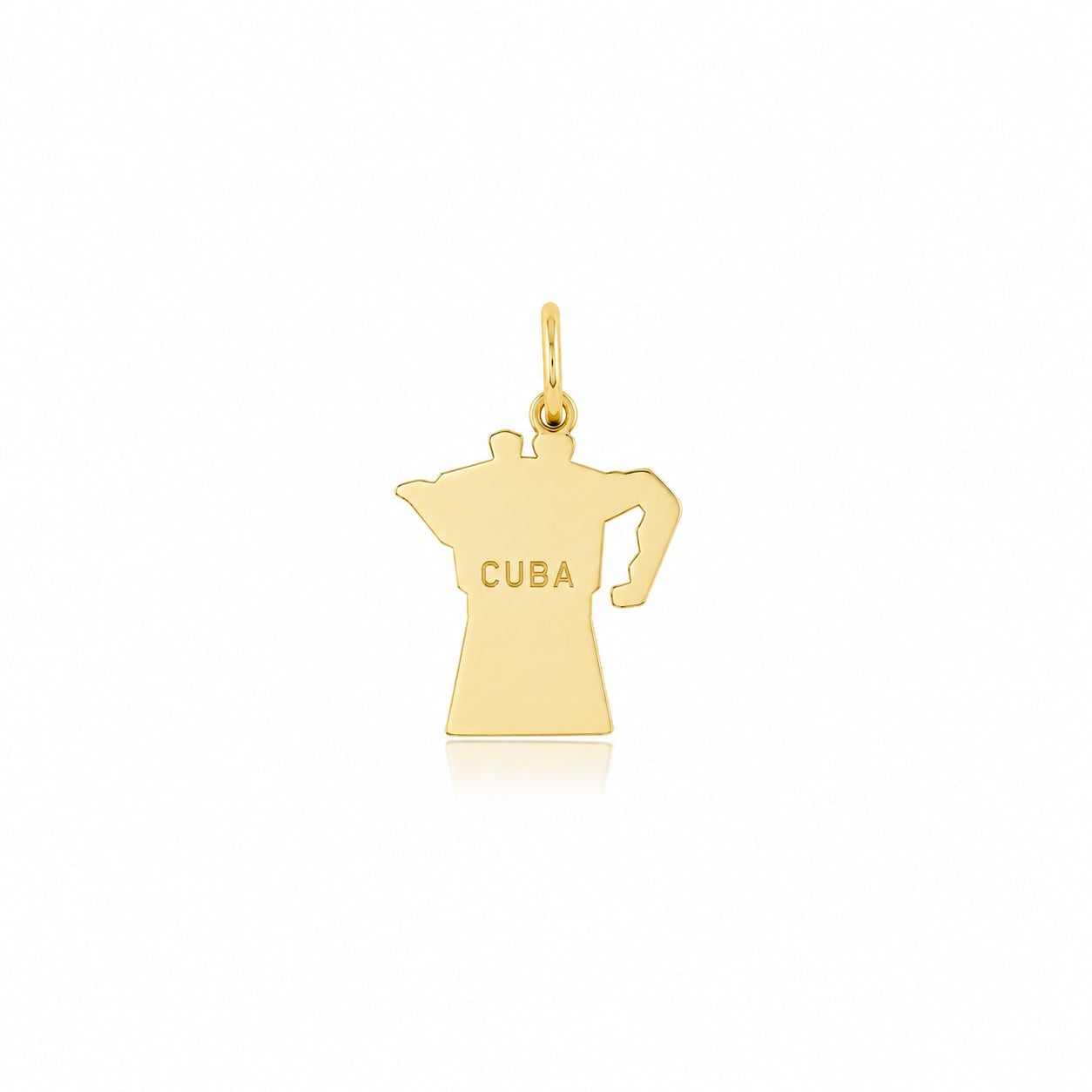 "Cuba Map Coffee Maker" Pendant - 14k Solid Yellow Gold