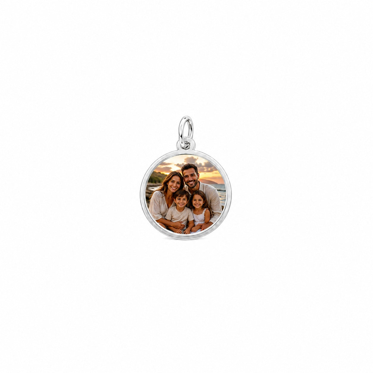 "Portrait Round" Photo Pendant - 925 Sterling Silver