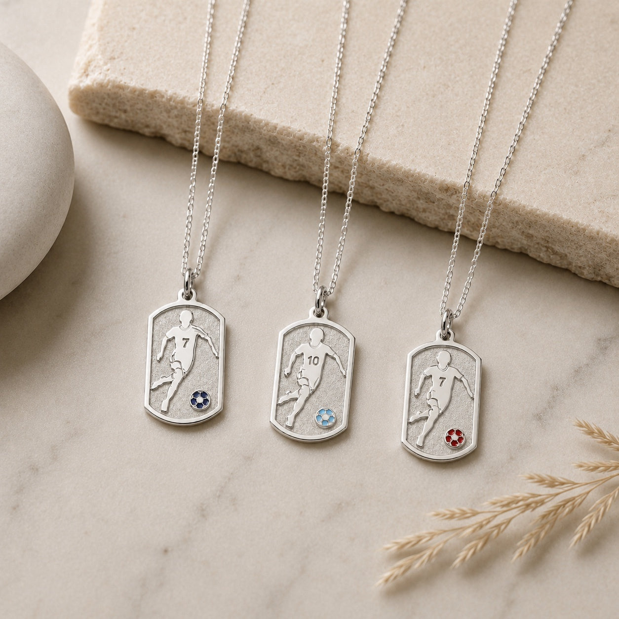 "Soccer Player" Pendant Necklace - 925 Sterling Silver