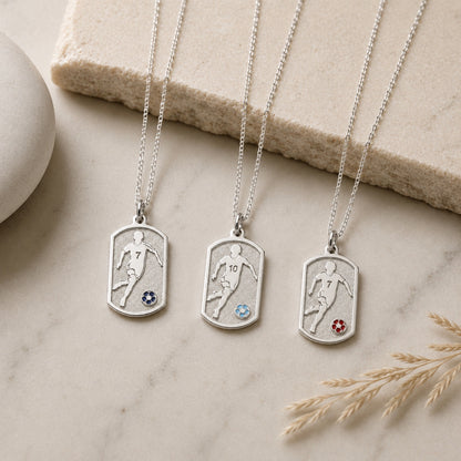 "Soccer Player" Pendant Necklace - 925 Sterling Silver