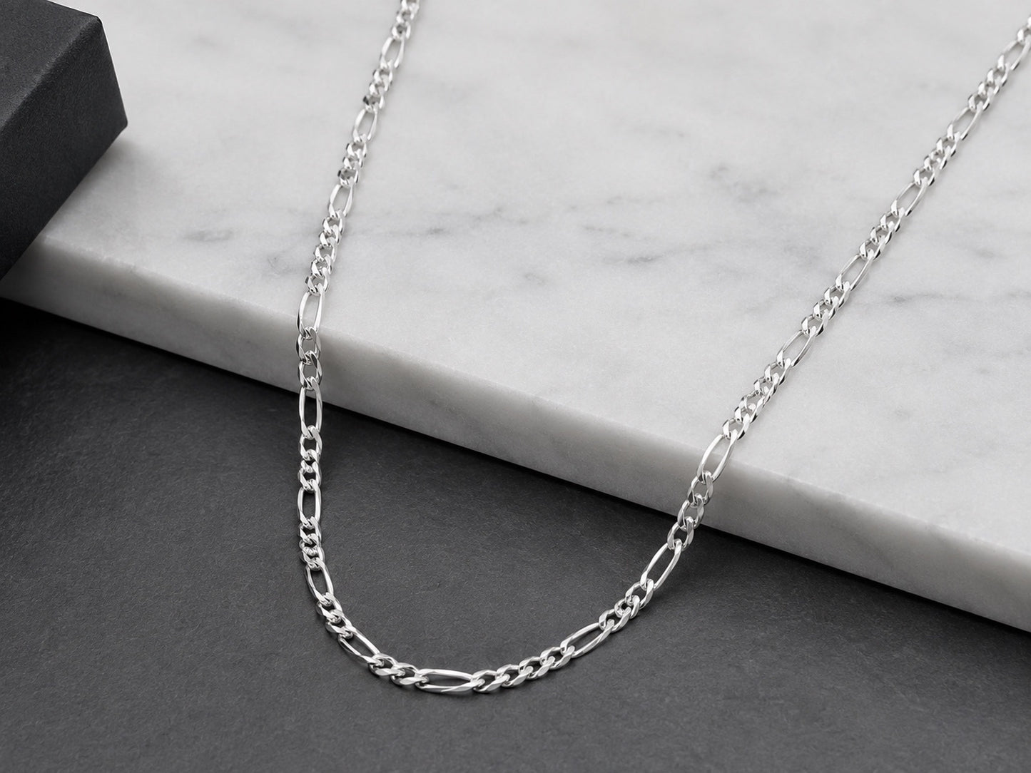 "Figaro Link" Chain Necklace - 925 Sterling Silver